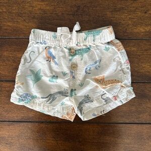 Purebaby Cream Animal Patterned Baby Shorts